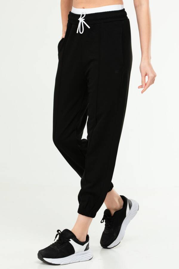 Siyah Oversize Basic Pamuklu Yüksek Bel Lastik Paça Kadın Eşofman Alt SD1000 - Speedlife (1)