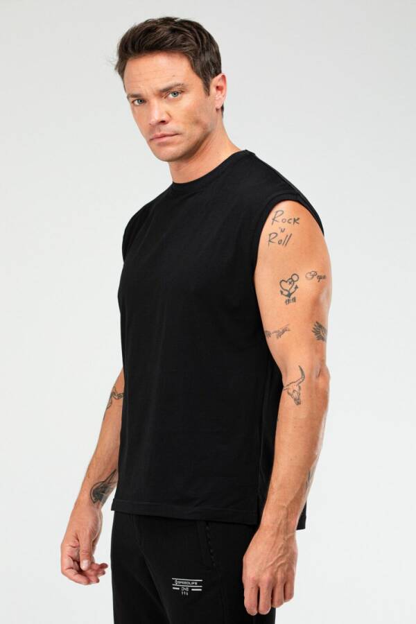 Siyah Oversize Pamuklu Bisiklet Yaka Erkek Spor Atlet xf1603 - Speedlife (1)