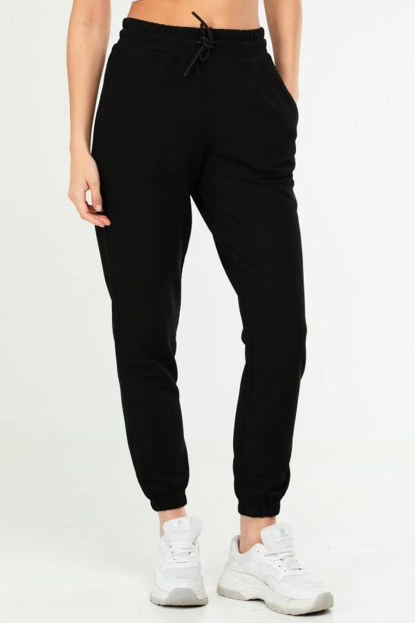 Siyah Regular 100% Pamuklu Lastik Paça Kadın Basic Eşofman Alt sd1001 - Speedlife