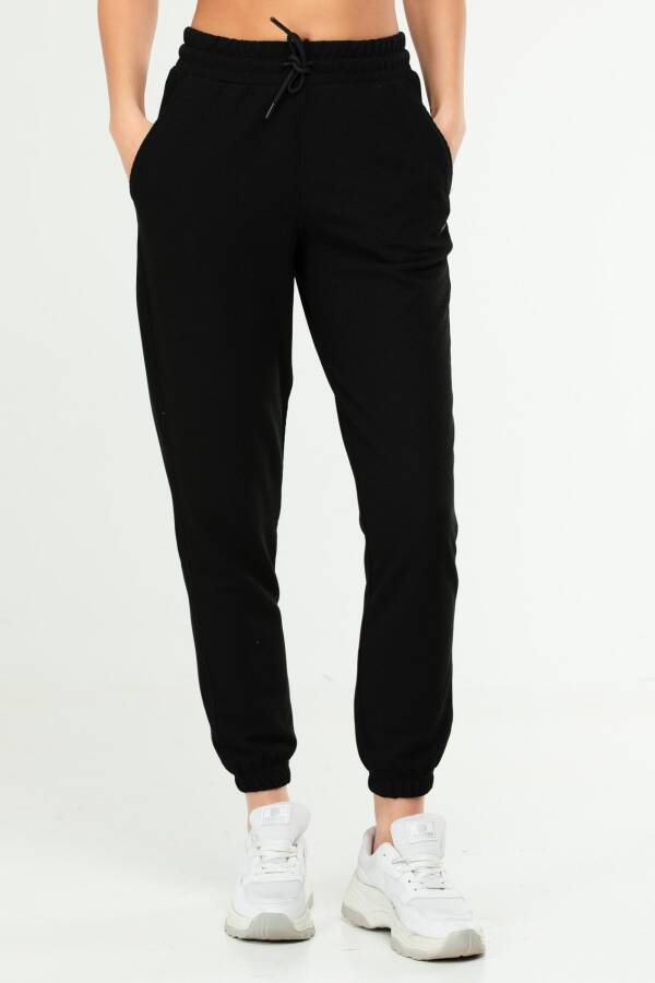 Siyah Regular 100% Pamuklu Lastik Paça Kadın Basic Eşofman Alt sd1001 - Speedlife (1)