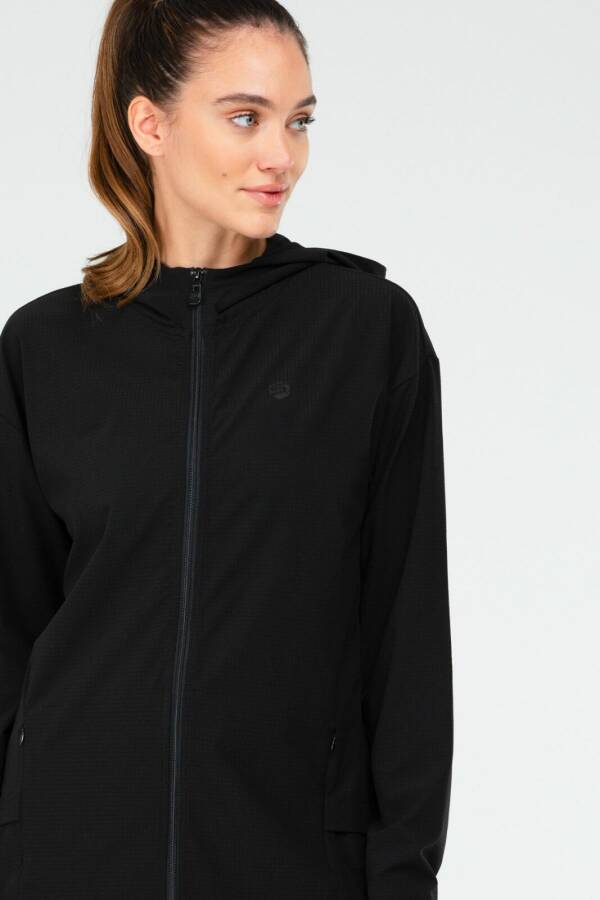 Siyah Regular Fit Düz Kapüşonlu Kadın Tunik sc1109 - Speedlife