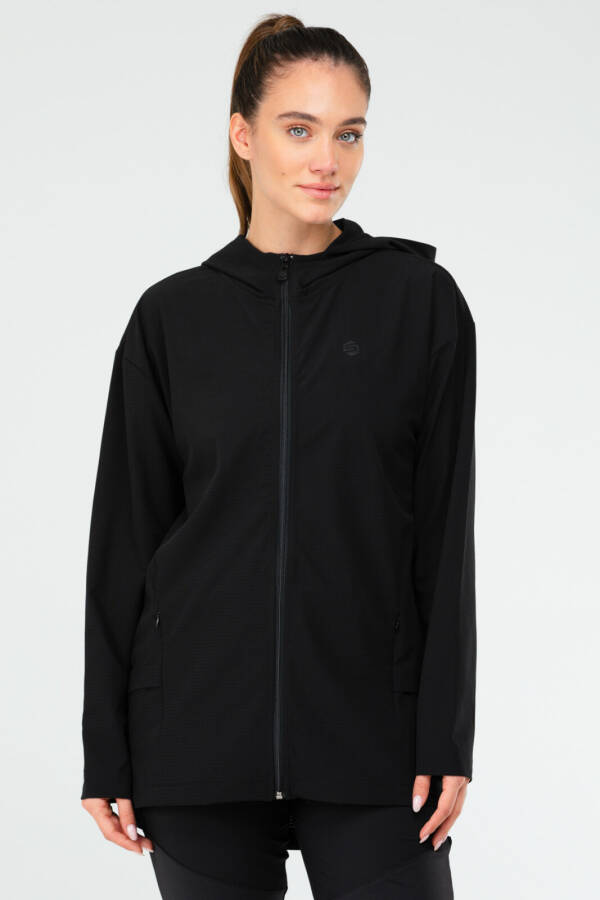 Siyah Regular Fit Düz Kapüşonlu Kadın Tunik sc1109 - Speedlife (1)