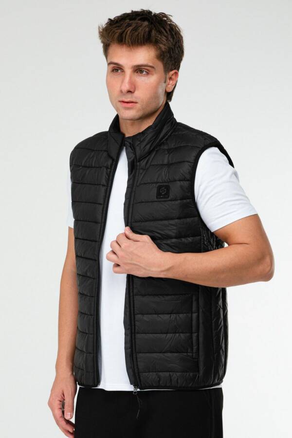 Siyah Regular Kapitone Dik Yaka Erkek Spor Yelek xc2303 - Speedlife (1)