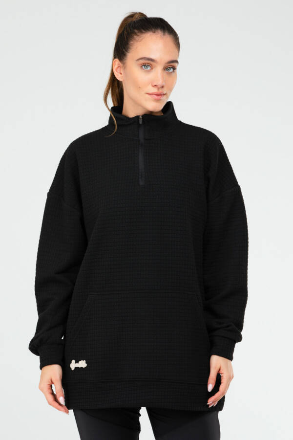 Siyah Regular Kapitone Dik Yaka Kadın Tunik sc1184 - Speedlife