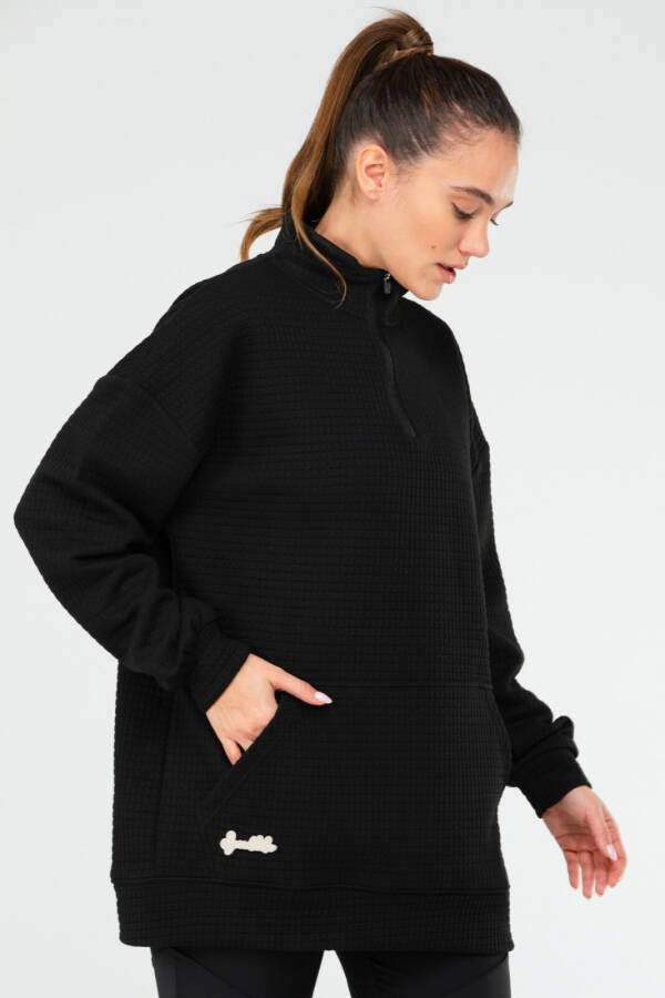 Siyah Regular Kapitone Dik Yaka Kadın Tunik sc1184 - Speedlife (1)