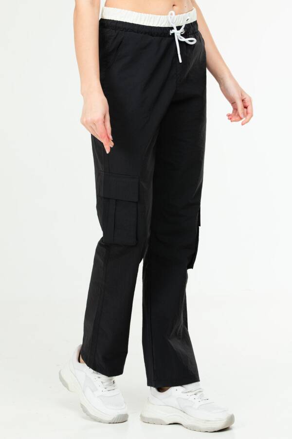 Siyah Regular Kargo Cep Yüksek Bel Düz Paça Kadın Eşofman Alt SD0942 - Speedlife (1)