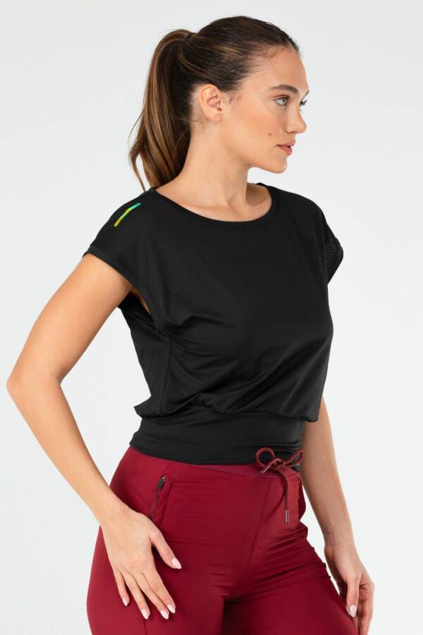 Siyah Regular Likralı Bisiklet Yaka Sıfır Kol Kadın Tişört sf0638 - Speedlife (1)