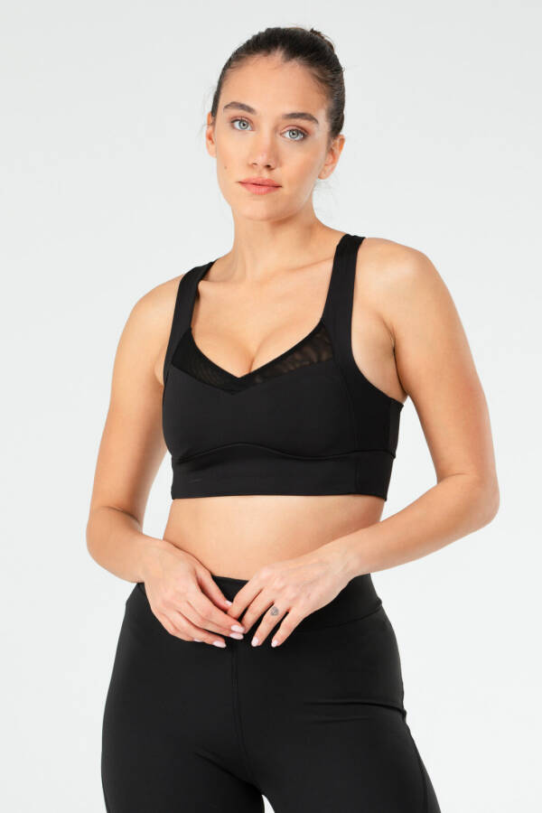 Siyah Regular Micro Açık Yaka Kadın Sporcu Sütyeni Bra sf0643 - Speedlife