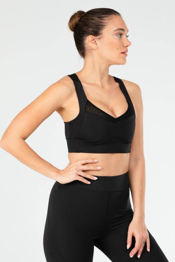 Siyah Regular Micro Açık Yaka Kadın Sporcu Sütyeni Bra sf0643 - Speedlife (1)