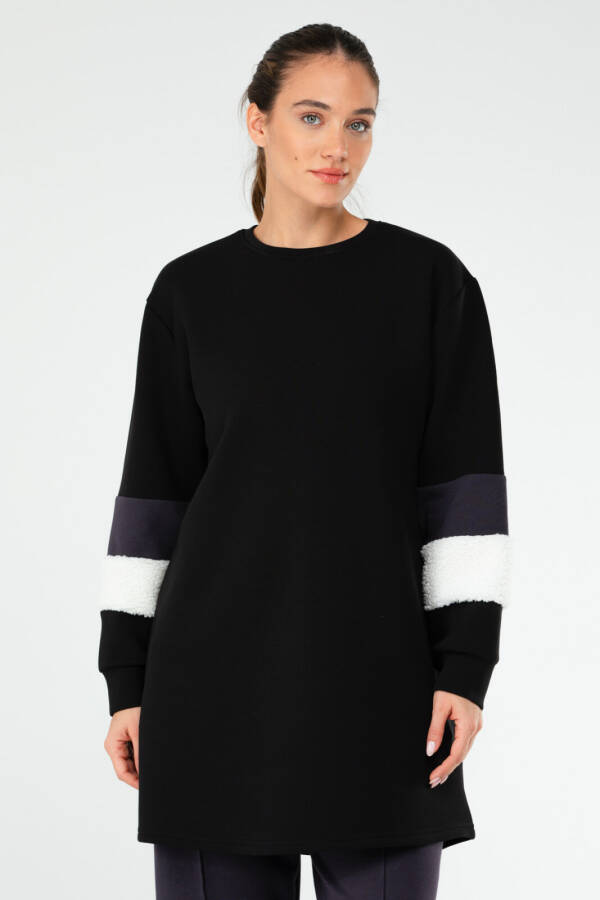 Siyah Regular Pamuklu Bisiklet Yaka Kadın Tunik sc1182 - Speedlife