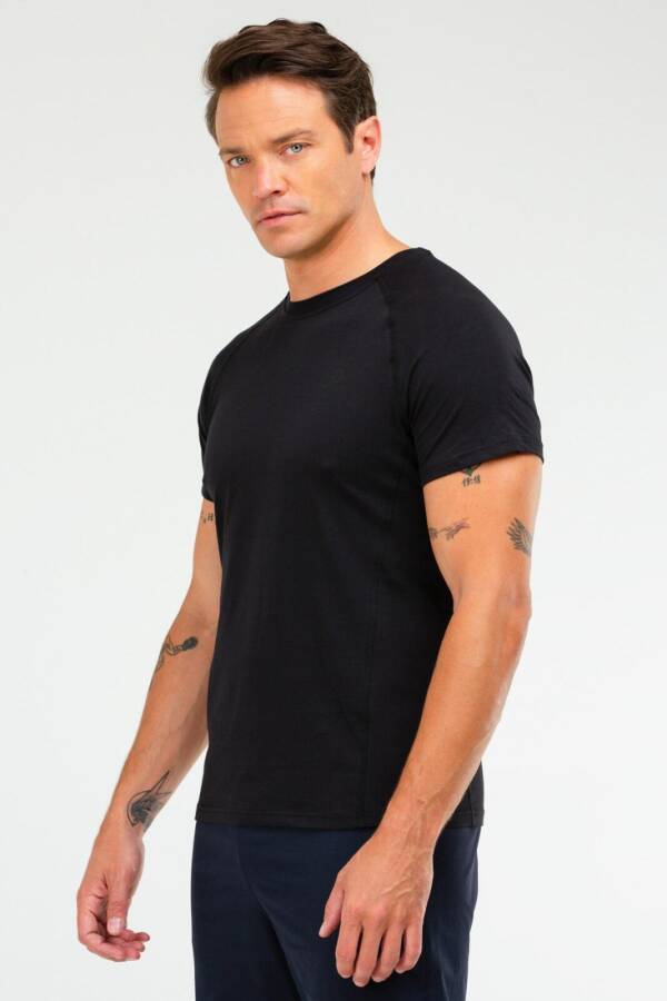 Siyah Regular Pamuklu Bisiklet Yaka Kısa Kol Erkek Tişört xf1511 - Speedlife (1)