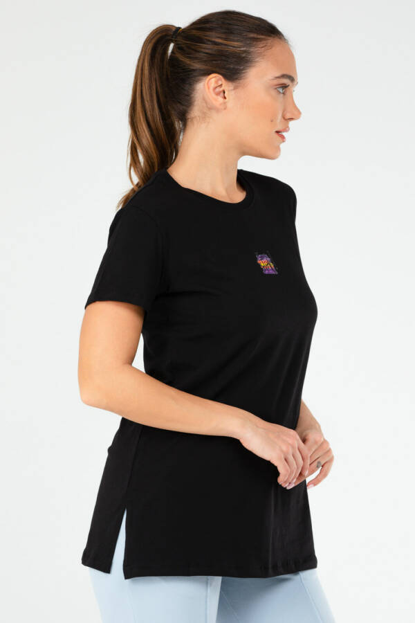 Siyah Regular Pamuklu Bisiklet Yaka Kısa Kol Kadın Tişört sf0646 - Speedlife (1)