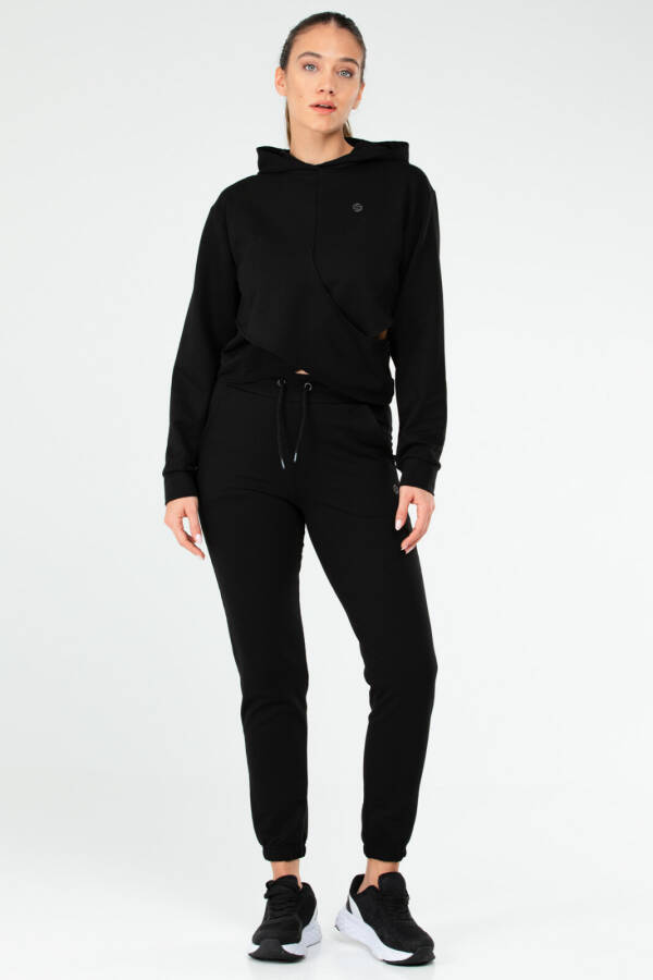 Siyah Regular Pamuklu Kapüşonlu Kadın Eşofman Takım sa2620 - Speedlife