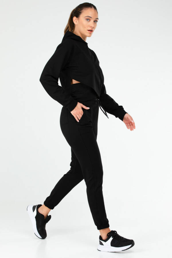 Siyah Regular Pamuklu Kapüşonlu Kadın Eşofman Takım sa2620 - Speedlife (1)
