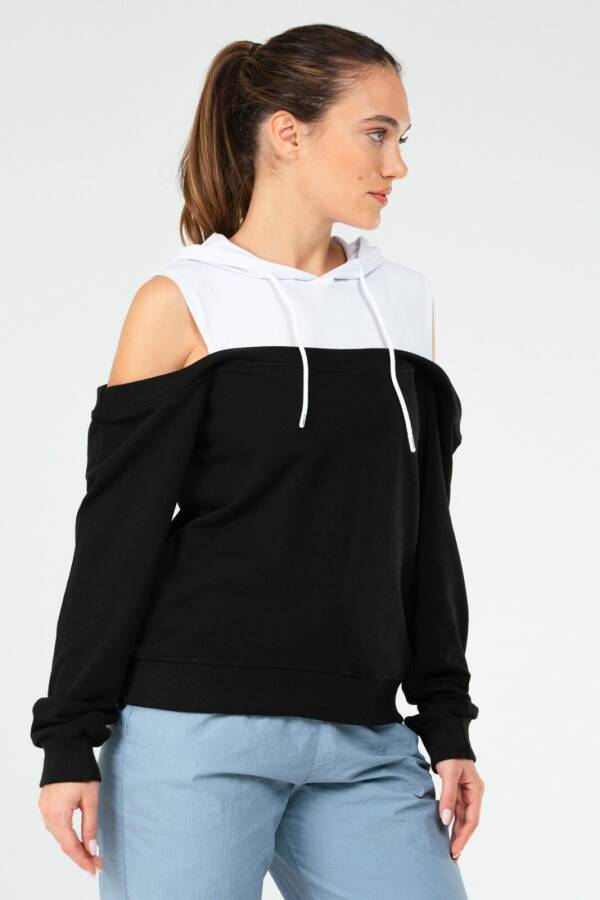 Siyah Regular Pamuklu Kapüşonlu Kadın Sweatshirt sc1178 - Speedlife (1)