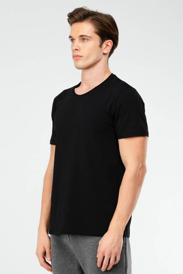 Siyah Regular Pamuklu V Yaka Erkek Tişört xf1606 - Speedlife (1)