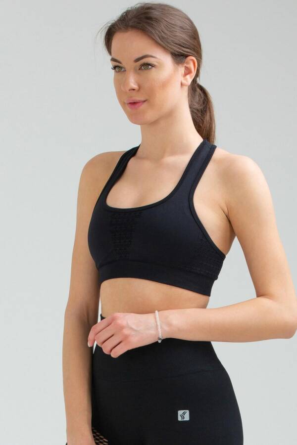 Siyah Slim Fit Açık Yaka Seamless Kadın Sporcu Sütyeni Bra ssf0003 - Speedlife (1)