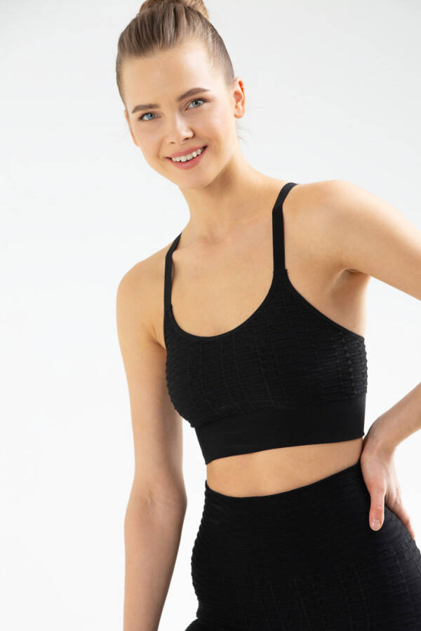 Siyah Slim Fit Açık Yaka Seamless Kadın Sporcu Sütyeni Bra ssf0008 - Speedlife