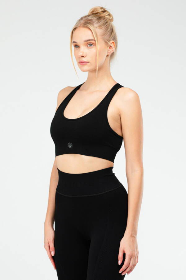 Siyah Slim Fit Açık Yaka Seamless Kadın Sporcu Sütyeni Bra ssf1020 - Speedlife (1)