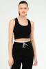 Siyah Slim Fit Basic Kaşkorse Askılı Kolsuz Kadın Crop Top SC1242 