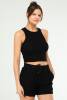 Siyah Slim Fit Basic Kaşkorse Bisiklet Yaka Kısa Kol Crop Kadın Body SF0762 