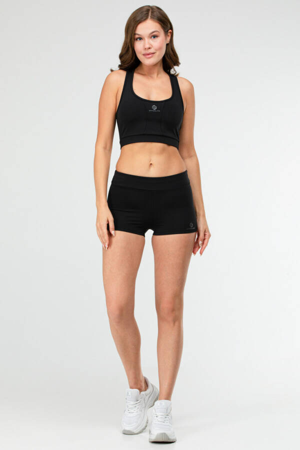 Siyah Slim Fit Dalgıç Kumaş Açık Yaka Kadın Şort Takım sb0676 - Speedlife