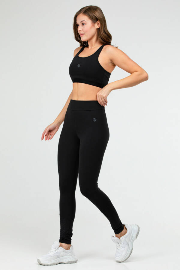 Siyah Slim Fit Düz Bisiklet Yaka Kolsuz Üçlü Kadın Tayt Takım sb0799 - Speedlife (1)