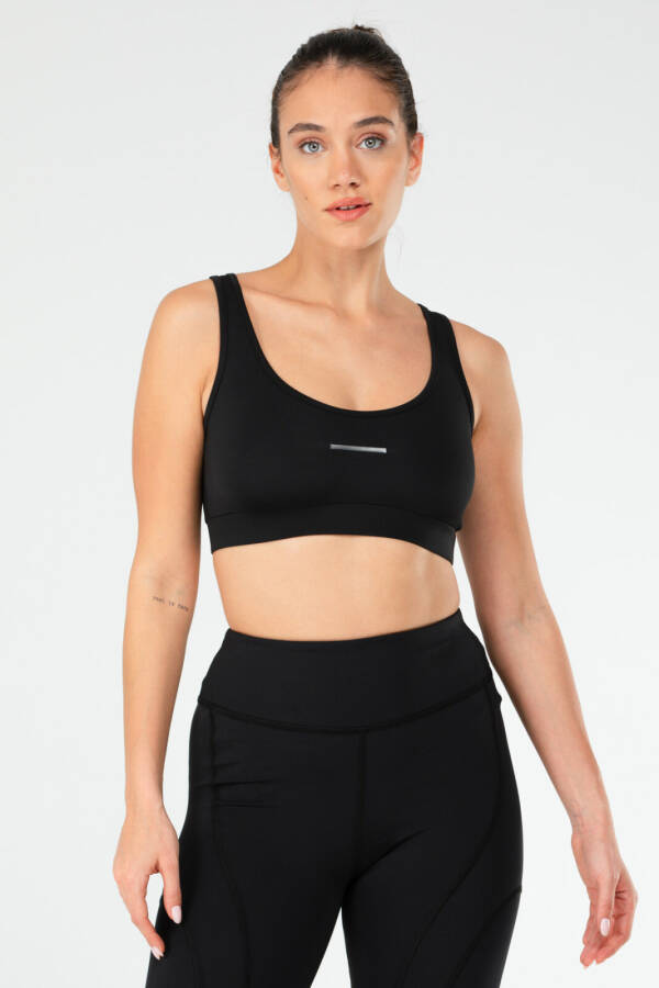 Siyah Slim Fit Micro Açık Yaka Kadın Sporcu Sütyeni Bra sf0639 - Speedlife