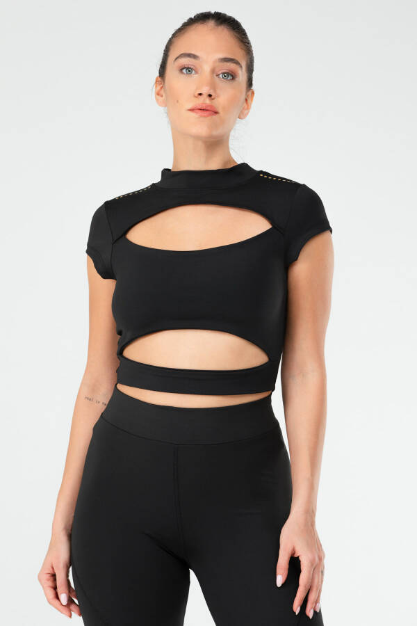 Siyah Slim Fit Micro Yarım Balıkçı Yaka Kadın Sporcu Sütyeni Bra sf0644 - Speedlife