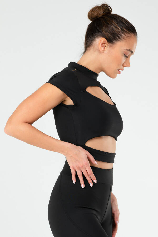 Siyah Slim Fit Micro Yarım Balıkçı Yaka Kadın Sporcu Sütyeni Bra sf0644 - Speedlife (1)