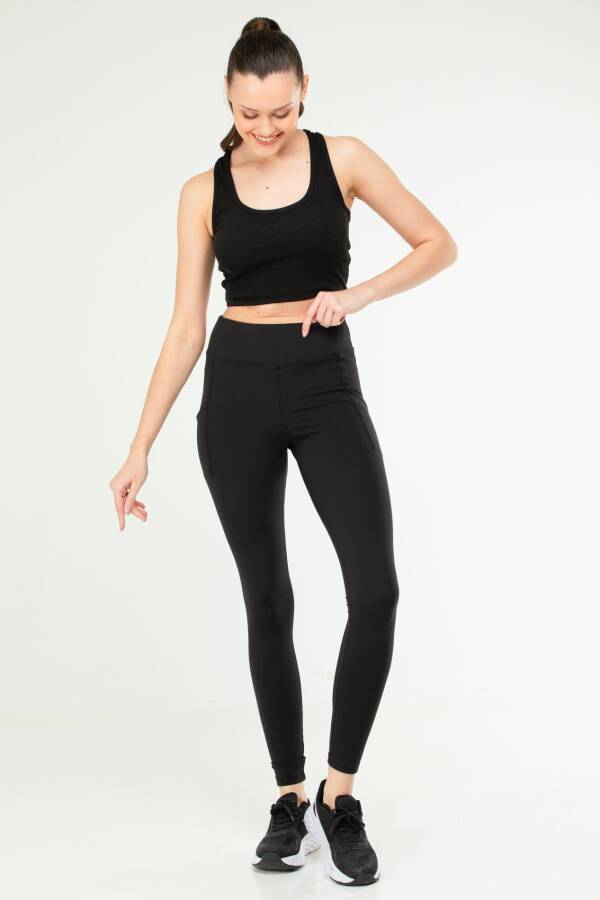 Siyah Slim Fit Yüksek Bel Toparlayıcı Kadın Tayt st0066 - Speedlife (1)