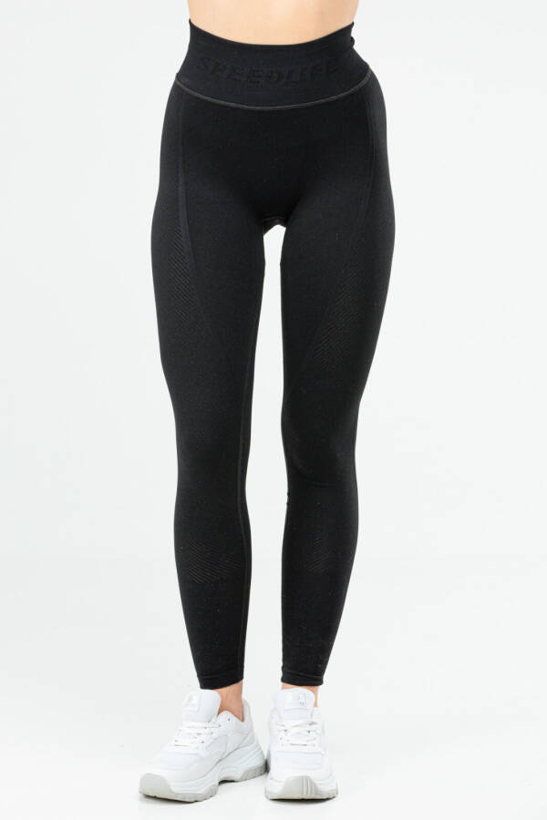 Siyah Slim Fit Yüksek Bel Toparlayıcı Seamless Kadın Tayt ssd0022 - Speedlife