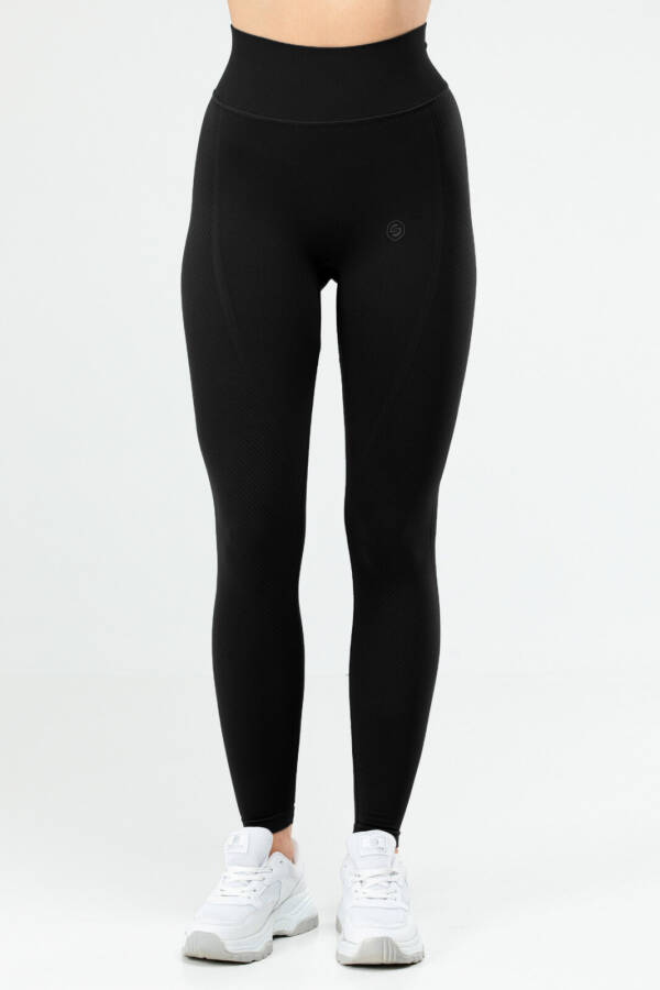 Siyah Slim Fit Yüksek Bel Toparlayıcı Seamless Kadın Tayt ssd0024 - Speedlife