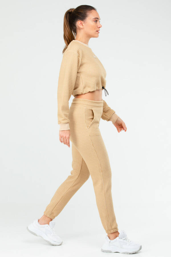 Taş Regular Kapitone Bisiklet Yaka Crop Kadın Eşofman Takım sa2626 - Speedlife (1)