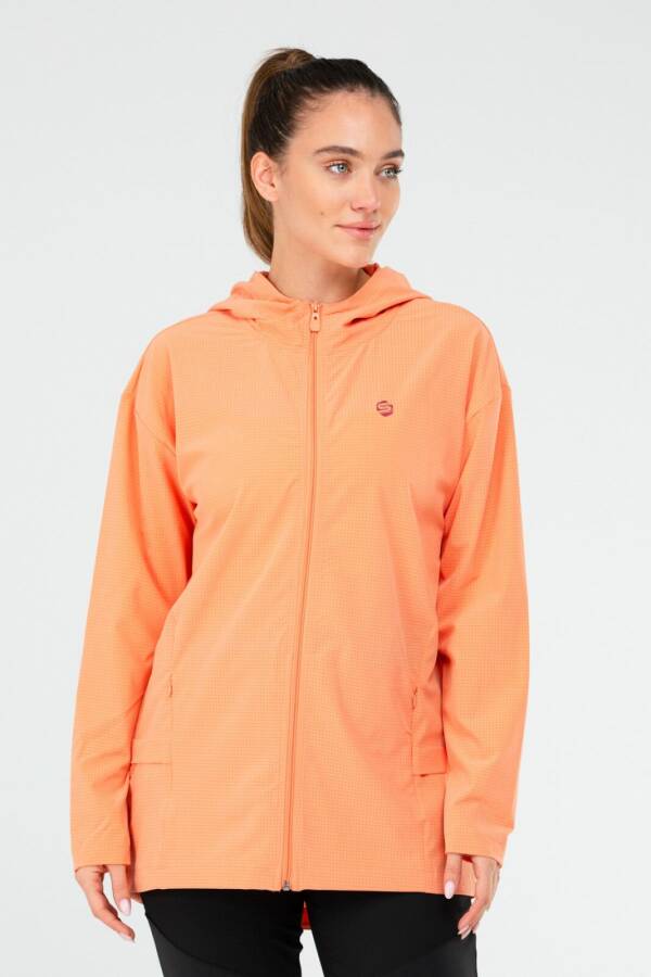 Turuncu Regular Fit Düz Kapüşonlu Kadın Tunik sc1109 - Speedlife (1)