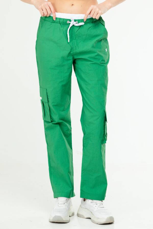 Yeşil Regular Kargo Cep Yüksek Bel Düz Paça Kadın Eşofman Alt SD0942 - Speedlife