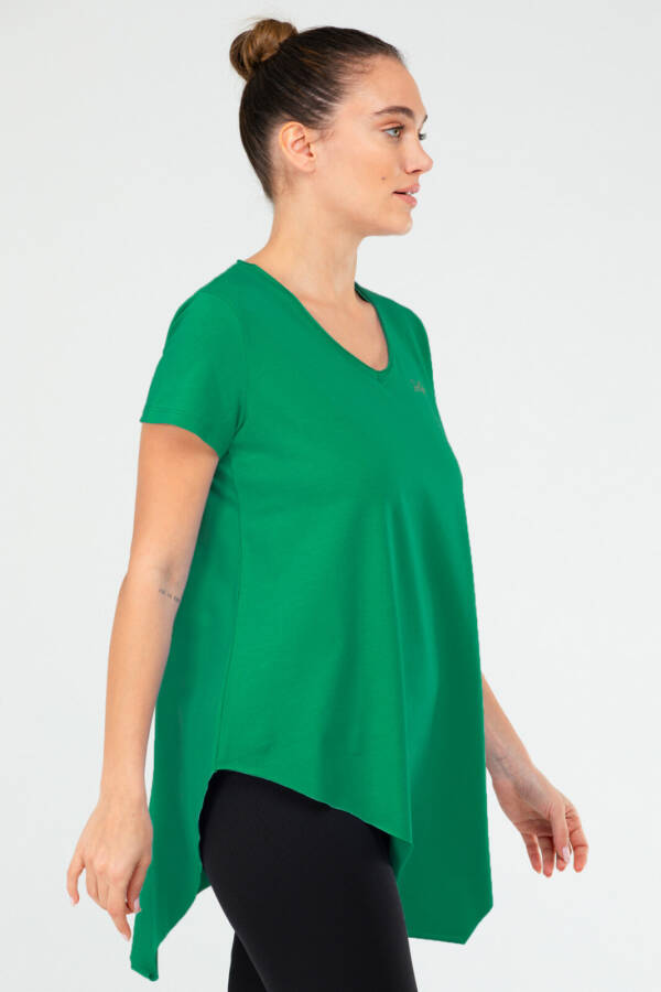 Yeşil Regular Pamuklu V Yaka Kısa Kol Kadın Tişört sf0388 - Speedlife (1)