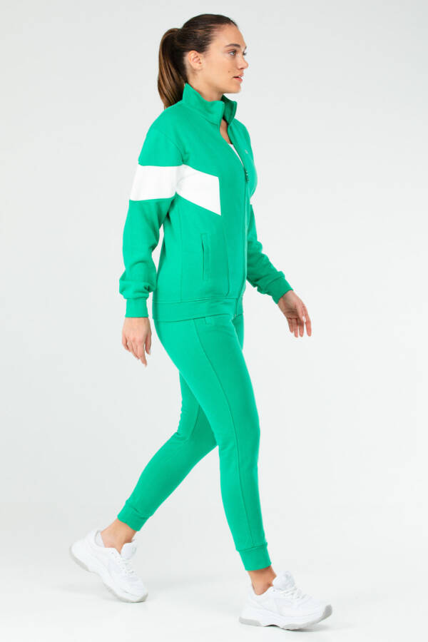 Yeşil Slim Fit Pamuklu Dik Yaka Kadın Eşofman Takım sa2621 - Speedlife (1)