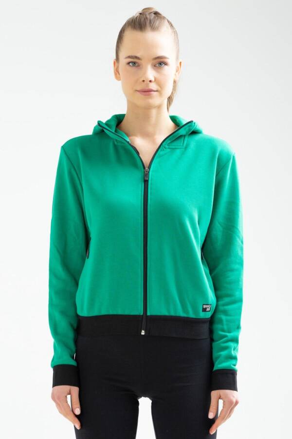 Yeşil Slim Fit Pamuklu Kapüşonlu Kadın Sweatshirt sc0962 - Speedlife